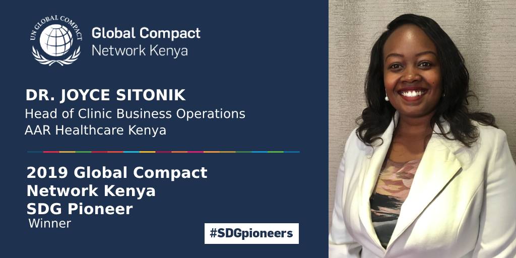 Global Compact Network Kenya recognizes Dr. Joyce Sitonik for championing the Sustainable Development Goals